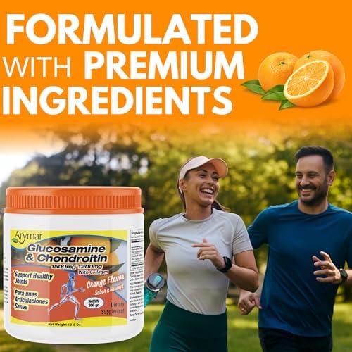 Arymar Glucosamine Chandroitin Powder (1500mg/1200mg) - Joint Health Support Supplement - Helps Maintain Mobility & Flexibility - High Absorption Formula - 300g (10.5 oz)
