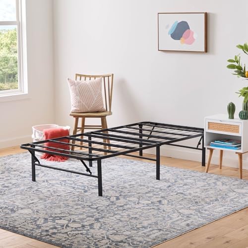 Linenspa Folding Metal Platform Bed Frame - Easy Assembly - Sturdy Steel - No Box Spring Needed - Underbed Storage - Mattress Foundation - 14" High