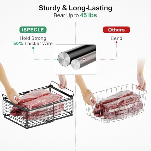 iSPECLE Freezer Organizer Bins - 2 Pack Expandable Freezer Bins for 10 to 20 Cu.Ft Chest Freezers