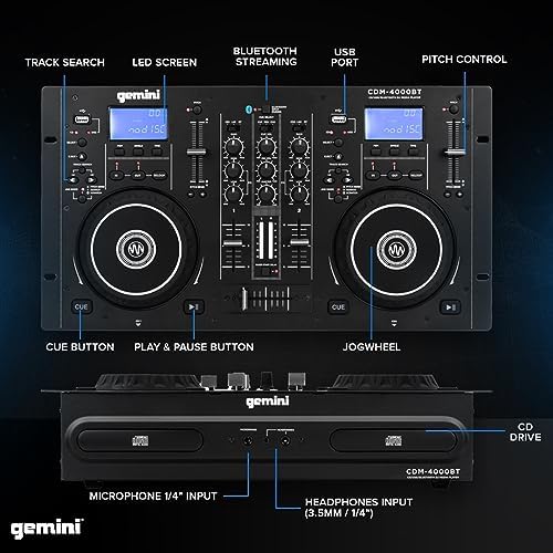 Gemini Standalone DJ CD Player & Mixer with Bluetooth (CDM-4000BT)