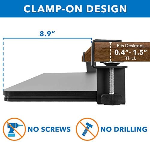 Mount-It! Clamp-On Under Desk Keyboard Tray, No-Drill Slide-Out Keyboard & Mouse Platform, 26.4" W × 11.8" D, Adjustable Ergonomic Keyboard Drawer