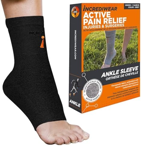 Incrediwear Ankle Sleeve – Infrared Ankle Brace for Women and Men to Support Pain Relief, Swelling, Plantar Fasciitis, Sprains, Achilles, Arthritis (Grey, Small/Medium)