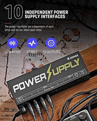 Donner DP-1 Guitar Power Supply 10 Isolated DC Output for 9V/12V/18V Effect Pedal