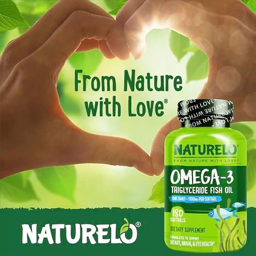 NATURELO Burpless Omega 3 Fish Oil Supplement, 1100mg, 60 Softgels | Triglyceride omega-3, omega 3 DHA EPA, liquid fish oil, 2 months supply