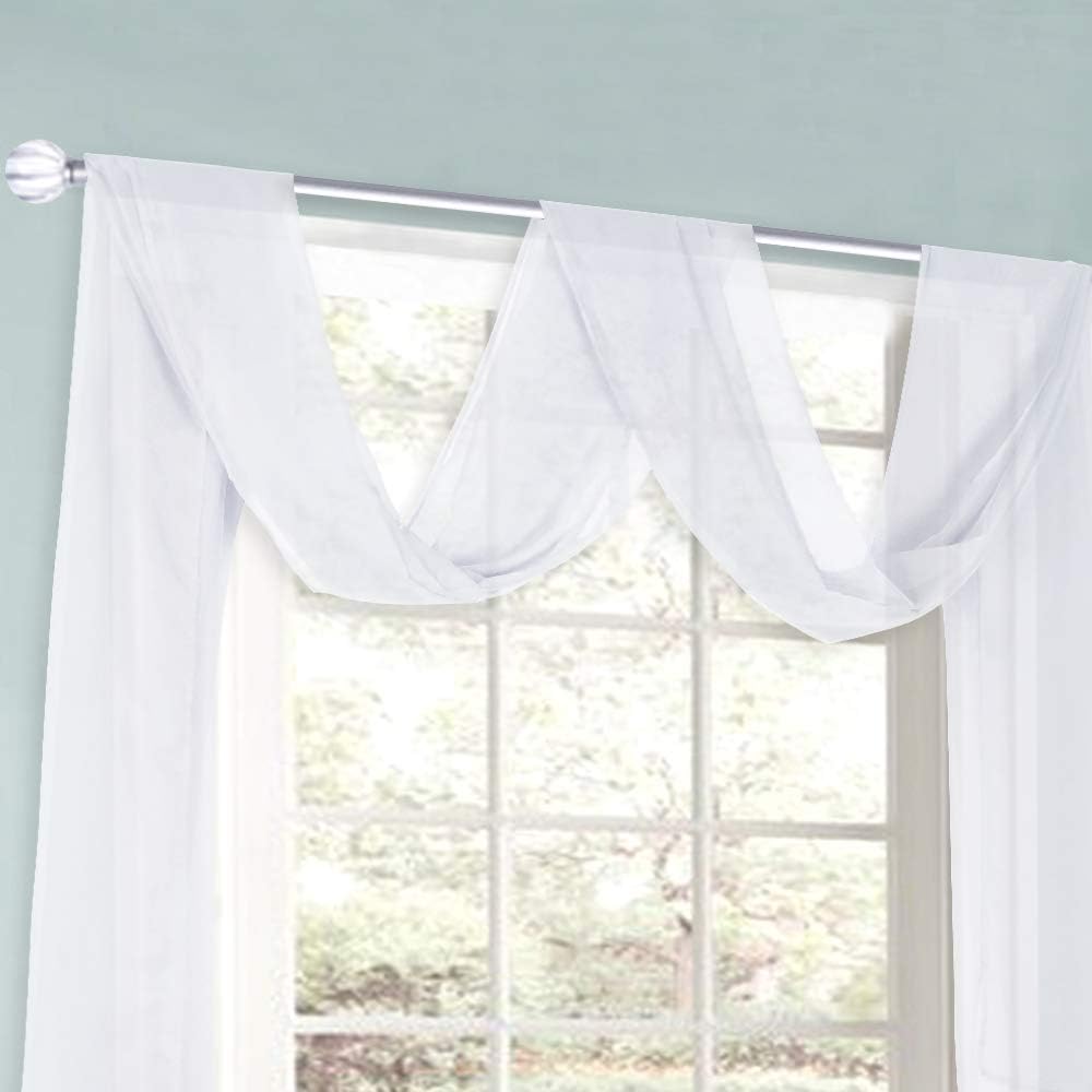 HUTO Light Pink Sheer Window Scarf Valances for Girls Room Sheer Soft Voile Curtain Scarves for Wedding Party 216 Extra Long