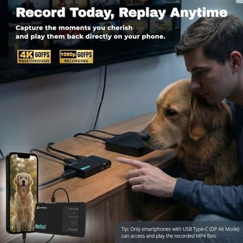 RecDual Dongle, Mini Standalone Dual-Input 1080p@60fps Video Recorder with 4K@60fps Passthrough