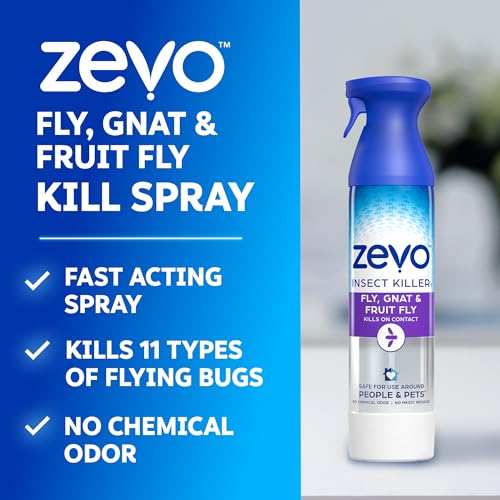 Zevo Flying Insect Bug Aerosol Spray, Kills Flies & Fruit Flies, 2 Bottles