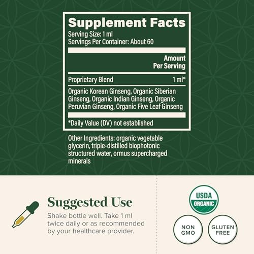 Organic Panax Ginseng Extract & Supplement, Korean Red Ginseng (2 Oz)