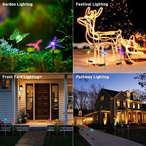 OxyLED Solar Garden Stake Light 6 Pack Outdoor Figurine Lighting Waterproof | Color Changing Solar Hummingbird Lights Butterfly Dragonfly for Patio