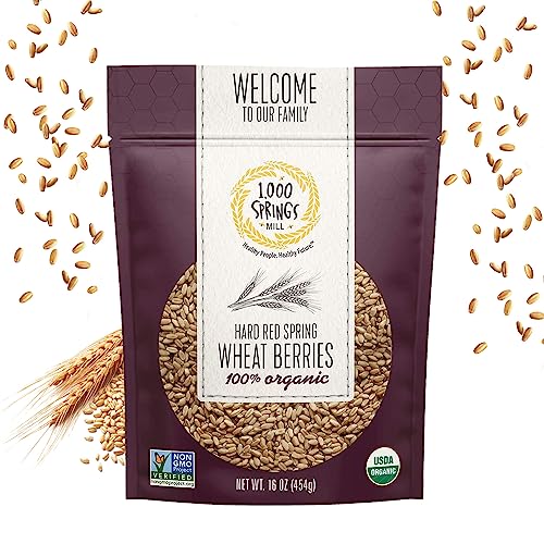 1000 SPRINGS MILL - Organic Hard Red Spring Wheat Berries - Used for Organic Flours, Cereals, Salads