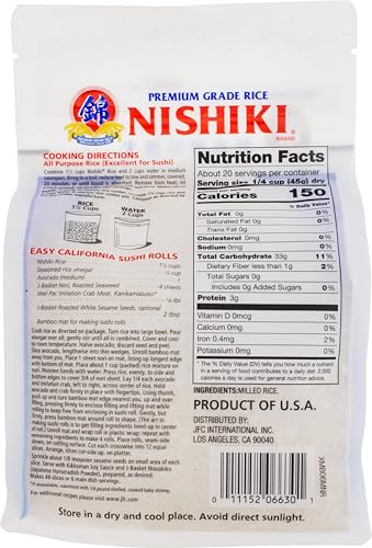 Nishiki Premium Rice, Medium Grain,15 Pound (Pack of 1)