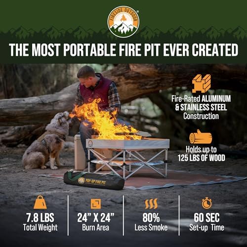 Fireside Outdoor Portable Fire Pit for Camping, Portable Fire Pit Grill for Backyard, Outdoor Firepit with Heat Protect, Camping Firepits