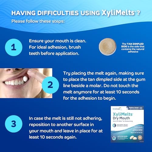 Oracoat XyliMelts for Dry Mouth Night Time or Day - Moisturizing Dry Mouth Adhering Discs, Sugar Free with Xylitol, 40 Count, Slightly-Sweet Flavor