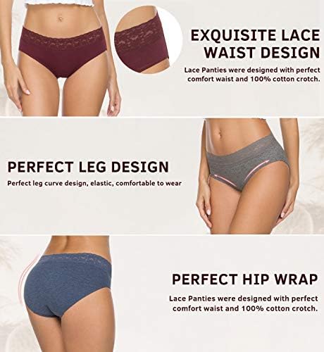 Hipster Panties for Women Underwear Lace Bikini Hip-huggers Panties 5 Pack