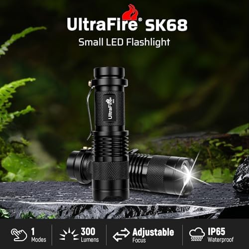 ULTRAFIRE 300 Lumens Single Mod Mini AA LED Flashlights 3 Pack