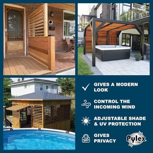 Pylex Deck Sunblind System 11060, Louvers Bracket Shutter Hardware Kit, Up to 11 Boards (48'') - Black Steel Baked Powder Coating Brackets