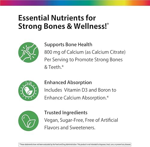 Rainbow Light Calcium Citrate Mini Tablets + | 120 Count | Superior Calcium Absorption | Vegan D3