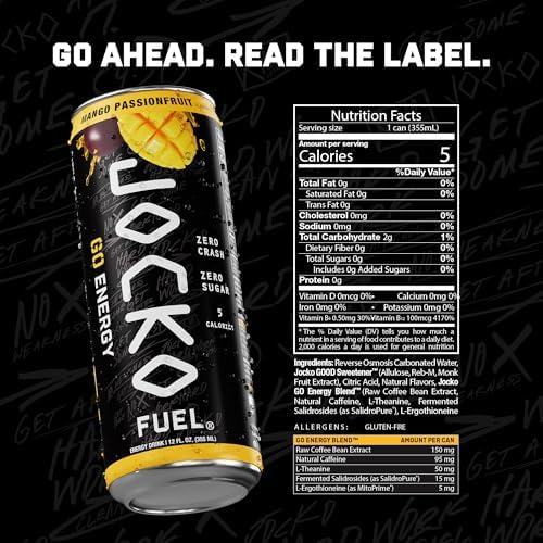 Jocko Fuel GO Energy Drinks, Sour Apple, 12 oz | 12 Pack