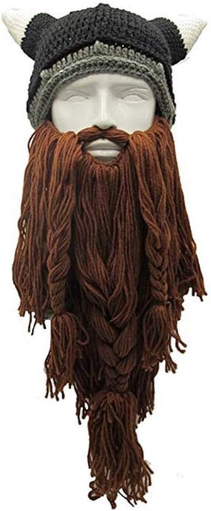 Creative Barbarian Knit Beard Hat Funny Knit Cap Wig Beanie Hats