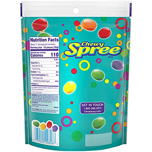 Wonka Spree Original Hard Candy, Resealable Bag, 12 Ounce Bag | Grape, lemon, lime, cherry, orange, sweet outside sour inside, resealable share bag, movie snack, sharing, nostalgic