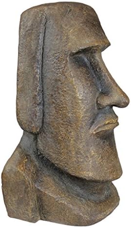 Design Toscano Easter Island Ahu Akivi Moai Monolith Garden Statue, Extra Large, 32 Inch, Cast Stone Resin, Grey Stone