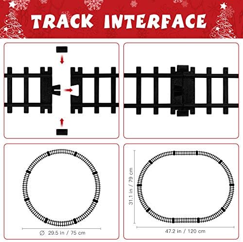 Toyvian Christmas Railway Train Set with 47.2" Railway Track & 4 Cars Lights and Sounds Railway