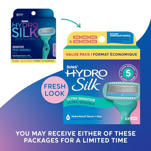 Schick Hydro Silk Ultra Sensitive Womens Razor Refills, 4ct | Razor Blades Refills, Womens Razors for Shaving, 5 Blade Razors for Women Sensitive Skin, Schick Hydro Silk Refill, 4ct