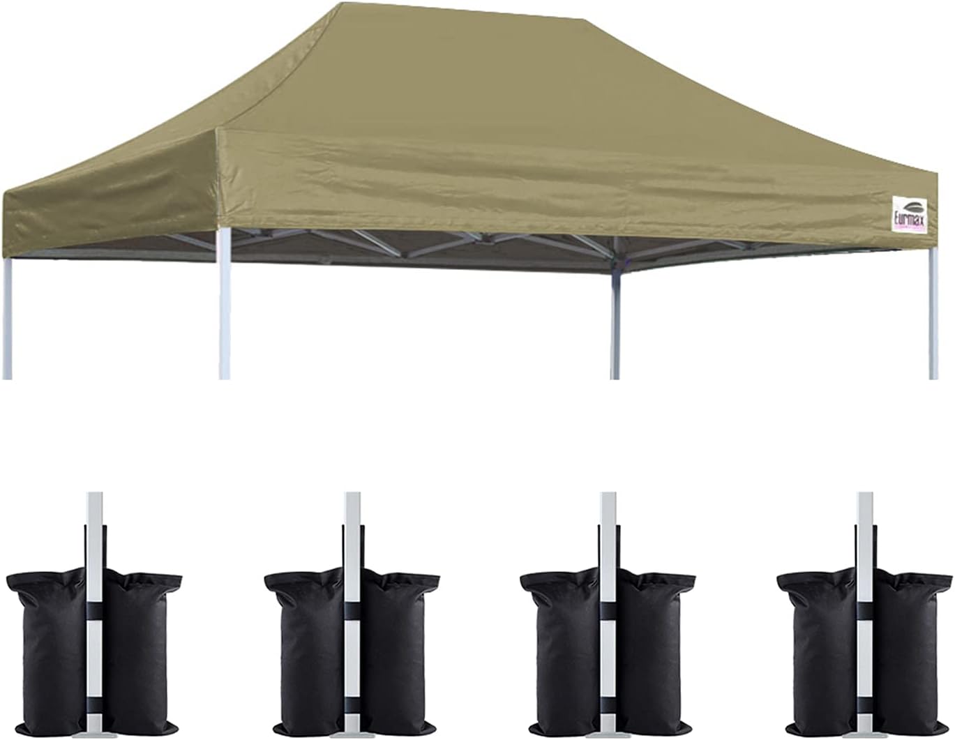 Eurmax USA 10x10 Pop Up Canopy Replacement Top,Universal Instant Canopy Cover ONLY,Heavy Duty UPF 50+ UV Protection,Water & Wind Resistant Tarp,30+ Colors Available,Bonus 4 Sand Bags (White)