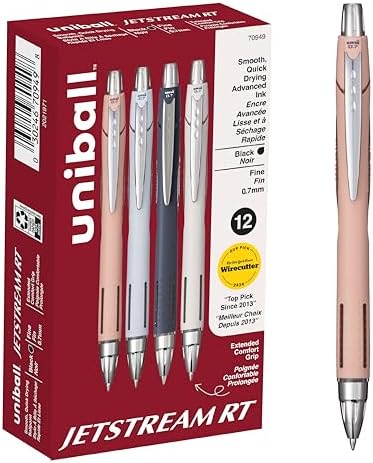 uniball™ Jetstream RT Ballpoint Pens, Black Ink, 0.7mm Fine Point, 3 Count | Retractable, Smooth Writing, Quick-Drying, Smear-Resistant, uni Super Ink™