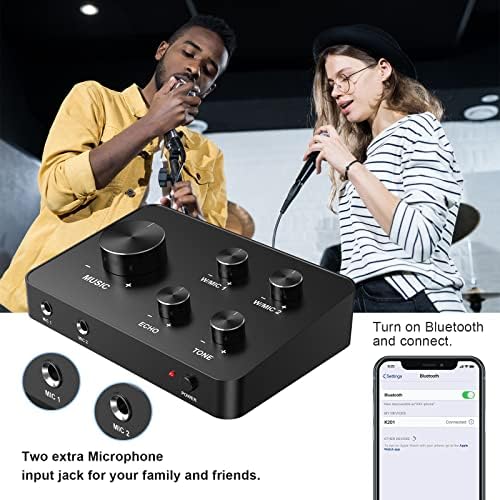 Rybozen Wireless Microphone Karaoke Mixer System, Dual Handheld Wireless Microphone for Karaoke, Smart TV, PC, Speaker, Amplifier, Church