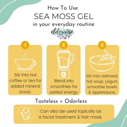 Elderwise Golden Sea Moss, Raw Wildcrafted Gracilaria, Makes 24oz Gel