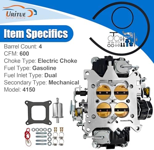 BR-67316 Carburetor Fits for Holley 4150 600 CFM with Red-Black | 4 Barrel, Mechanical Secondary, Electric Choke, Compatible with Gasoline