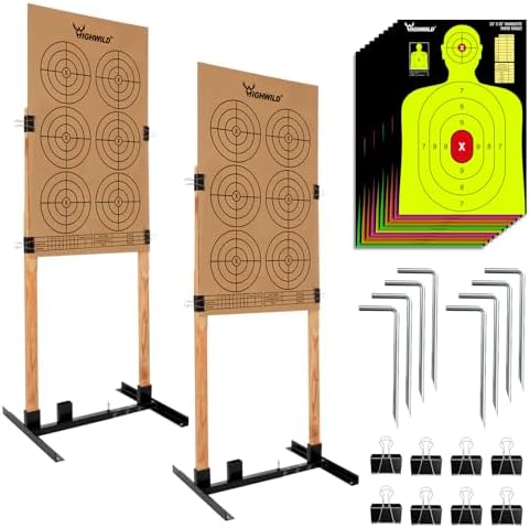 Highwild Adjustable Target Stand Base for Paper Shooting Cardboard Silhouette H Shape Stand Base for Shooting Range 1x2 Wooden Target Station Setup