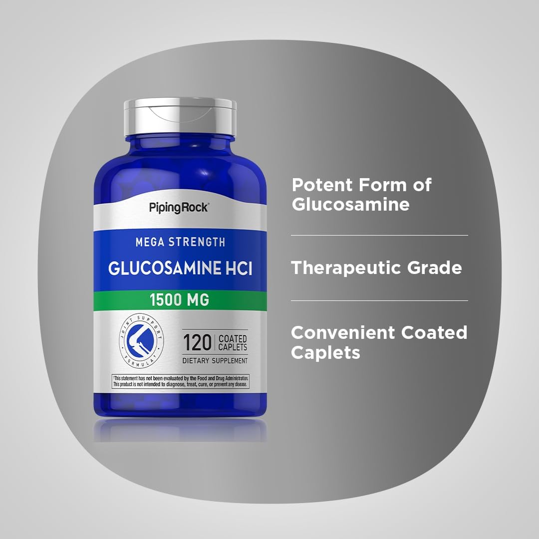 Piping Rock Glucosamine HCL 1500mg | 120 Caplets | Mega Strength | Non-GMO & Gluten Free Supplement