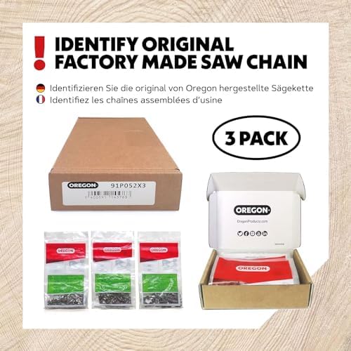 Oregon (Pack of 3) V68 PowerCut Chainsaw Chain for 18-Inch Bar, 68 Drive Links, .325" Pitch, .063" Gauge, Fits Stihl (22LPX068G), Grey | 3-Pack