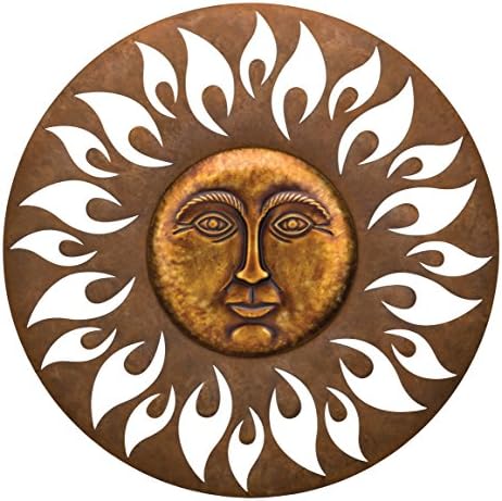 Regal Art & Gift Handcrafted Metal Sun Wall Decor, Rustic Sunburst Wall Art | Copper Patina, 40 in, Metal, Rust-Resistant Sunburst Sculpture, Eye-Catching Accent for Patio, Garden & Home