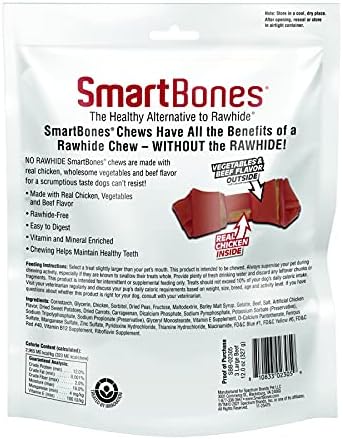 SmartBones Large Chews, Treat Your Dog to a Rawhide-Free Chew Made with Real Meat and Vegetables | With With Real Chicken, Easy To Digest Chew, Vitamin & Mineral Enriched, Helps Maintain Healthy Teeth, For Large Dogs