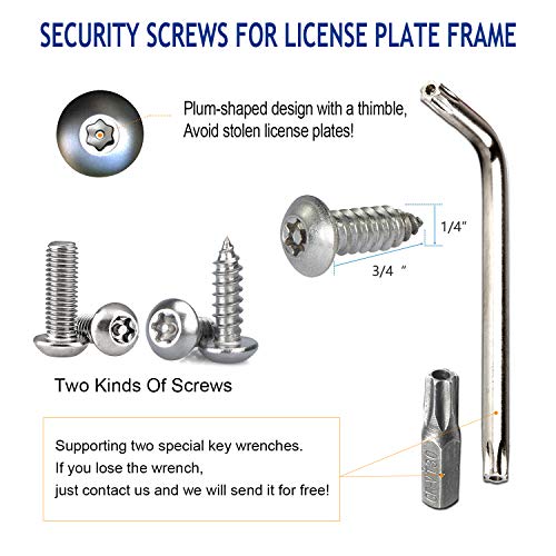 ZXFOOG Anti Theft License Plate Screws, Stainless Steel Bolts, Chrome Caps