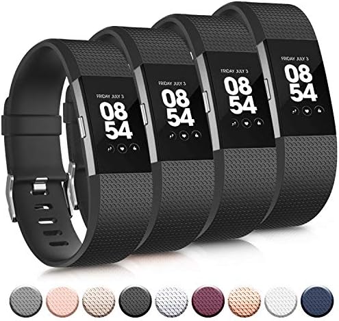 Tobfit Sport Bands Compatible with Fitbit Charge 2, 4 Pack, Replacement Wristbands for Women Men, Small/Large