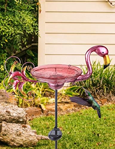 MUMTOP Outdoor Bird Bath Solar Birdbath Garden Feeder with Metal Stake,Blue