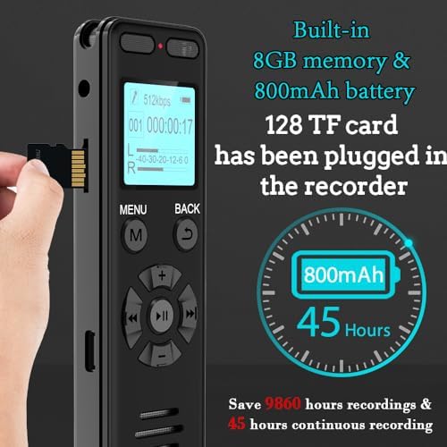 136GB Digital Voice Recorder Voice Activated Recorder for Lectures Meetings - aiworth 9860 Hours Sound Audio Recorder Dictaphone Recording Device