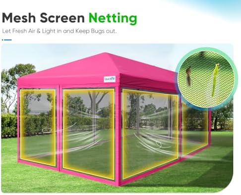 Quictent 10'x10' Pop up Screened Canopy Tent with Mosquito Netting | Portable Easy up Outdoor Screen House Shelter for Patio, Camping and Picnic, Includes Wheeled Carry Bag