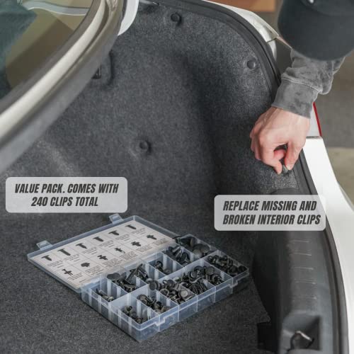 Sunplustrade 240 Pcs Bumper Clips Car Clips Plastic Rivets Fasteners Push Retainer Kit Most Popular Sizes Auto Push Pin Rivets Set for GM Ford