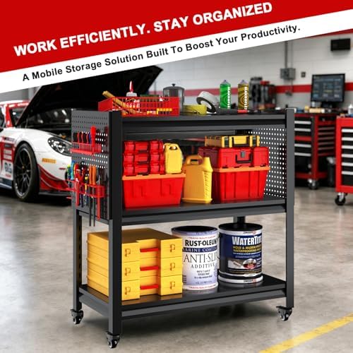 Work Bench with Pegboard,Heavy Duty 3000lbs Capacity Workbench Adjustable Shelves,Work Table for Garage Warehouse47.2 H*47.09" W*19" D