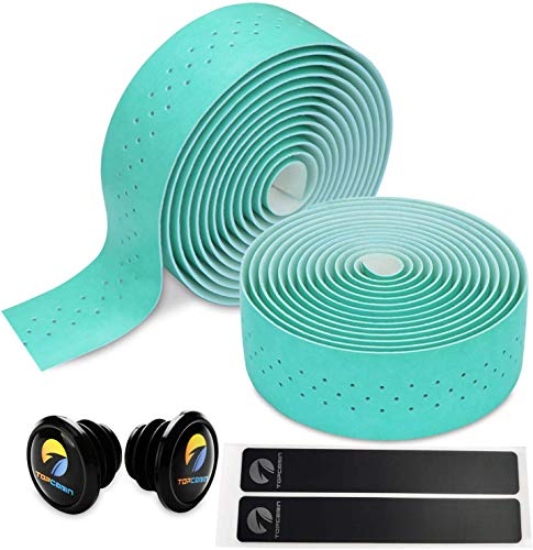 TOPCABIN® Camouflage Series Comfort Gel Road Bike Handlebar Tape Bike Bar Tape with Reflective Bar Plugs (Dark Brown(PU a Pair))