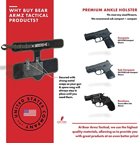 Ankle Holster for Concealed Carry | American Company | Comfortable & Secure | Compatible with Glock 43, 42, 30, 27, 26 S&W M&P Shield 9mm, Bodyguard .380, Ruger LCP, LC9, Sig Sauer P365 P238, Kimber