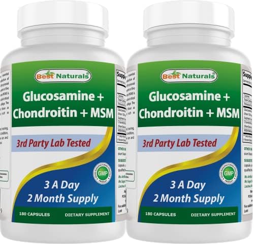 Best Naturals Glucosamine Chondroitin and MSM (Non-GMO) - Promotes Joint Health - 180 Count