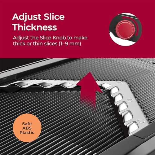 Mueller Austria Mandoline Slicer for Kitchen, Adjustable Vegetable Chopper, Fruit, Cheese Grater, Potato Chips Slicer - Black