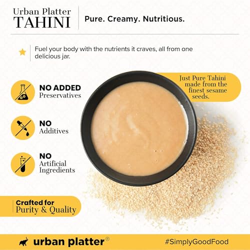 Urban Platter White Tahini Paste | 17.64 Oz (500g) | Creamy & Smooth Sesame Seed Paste | Ideal for Hummus, Salad Dressings, Sauce