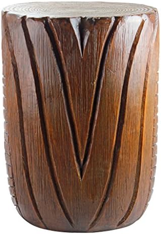 Design Toscano Grand Tiki Face Kanaloa Teeth Indoor/Outdoor Side Table Statue, Patio, Bar, Den, 20 inch tall, Cast Stone Resin, Woodtone Finish